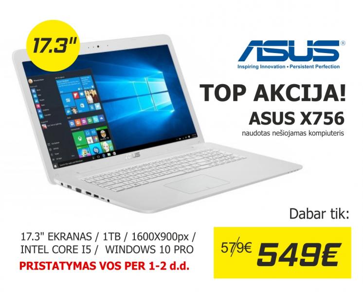 ASUS X756 DAILUS IR GALINGAS NEŠIOJAMAS KOMPIUTERIS — Elektronika, Vilnius