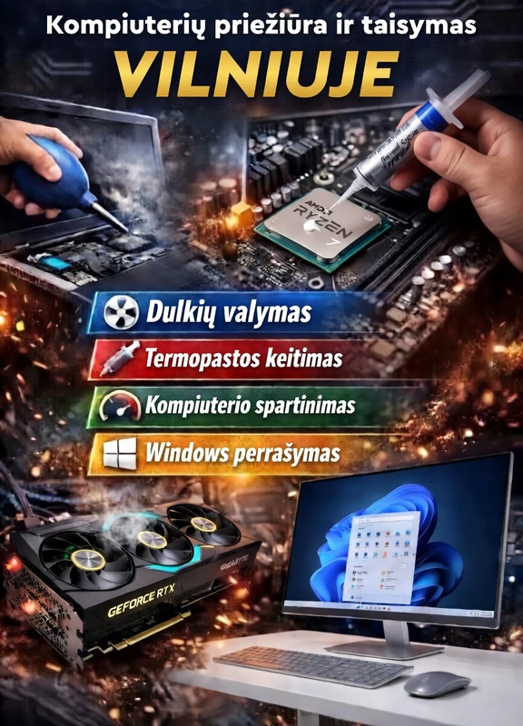 KOMPIUTERIŲ REMONTAS WINDOWS PERRAŠYMAS, IRAŠYMAS DIRBAME SAVAITGALIAIS — Elektronika, Vilnius