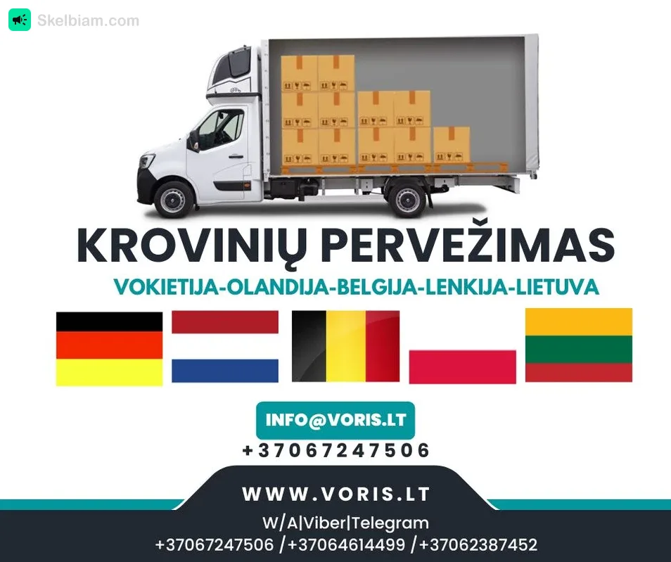 OLANDIJA BELGIJA VOKIETIJA LENKIJA LIETUVA Krovinių pervežimas Baldų transportavimas Mot